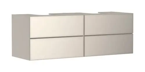 Waschtischunterschrank in Sandbeige Mattschicht mit 4 Schubladen, geeignet für Aufsatzwaschtische. Produkt von Hansgrohe, funktional und schlicht im Design.